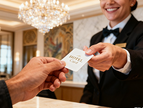 Tarjeta de habitación de Hotel personalizada guía de evitde trampas