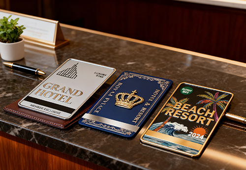 Tres tipos de tarjetas de habitación de hotel
